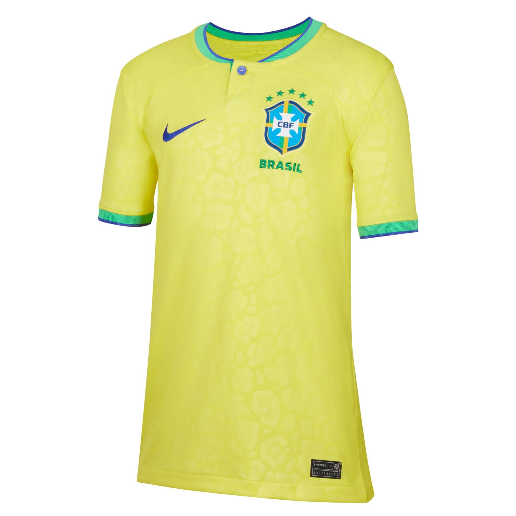 Camisola de casa para crianças do Campeonato do Mundo de 2022 Brésil