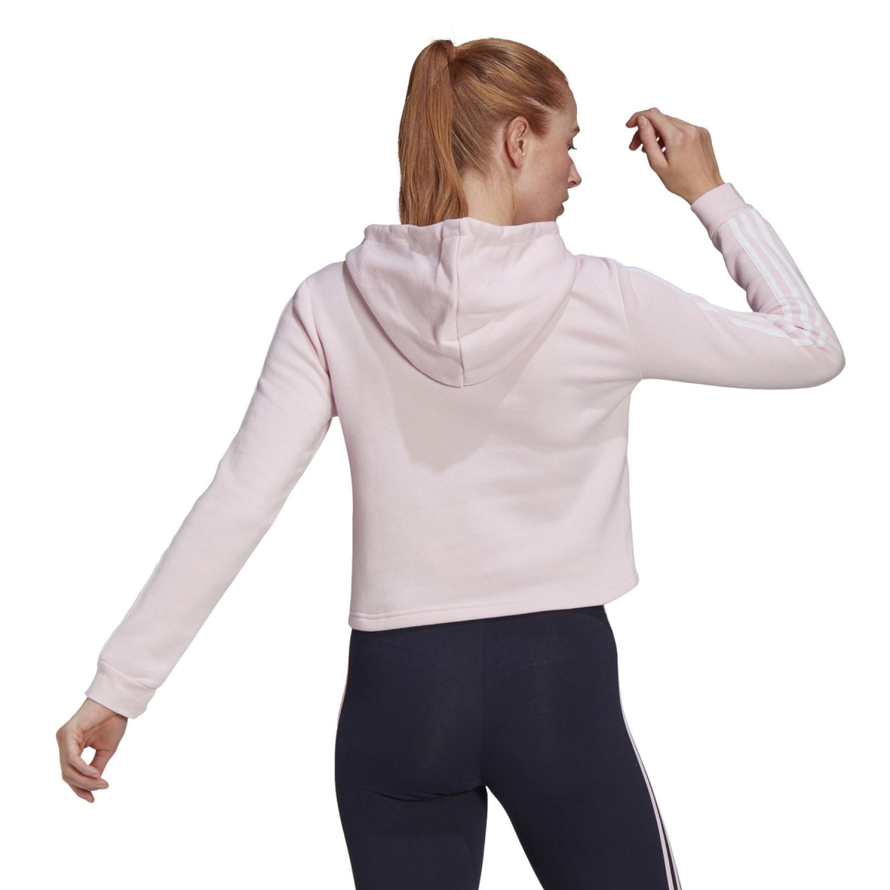Camisola com capuz curto feminino adidas Essentials Logo Colorblock Fleece