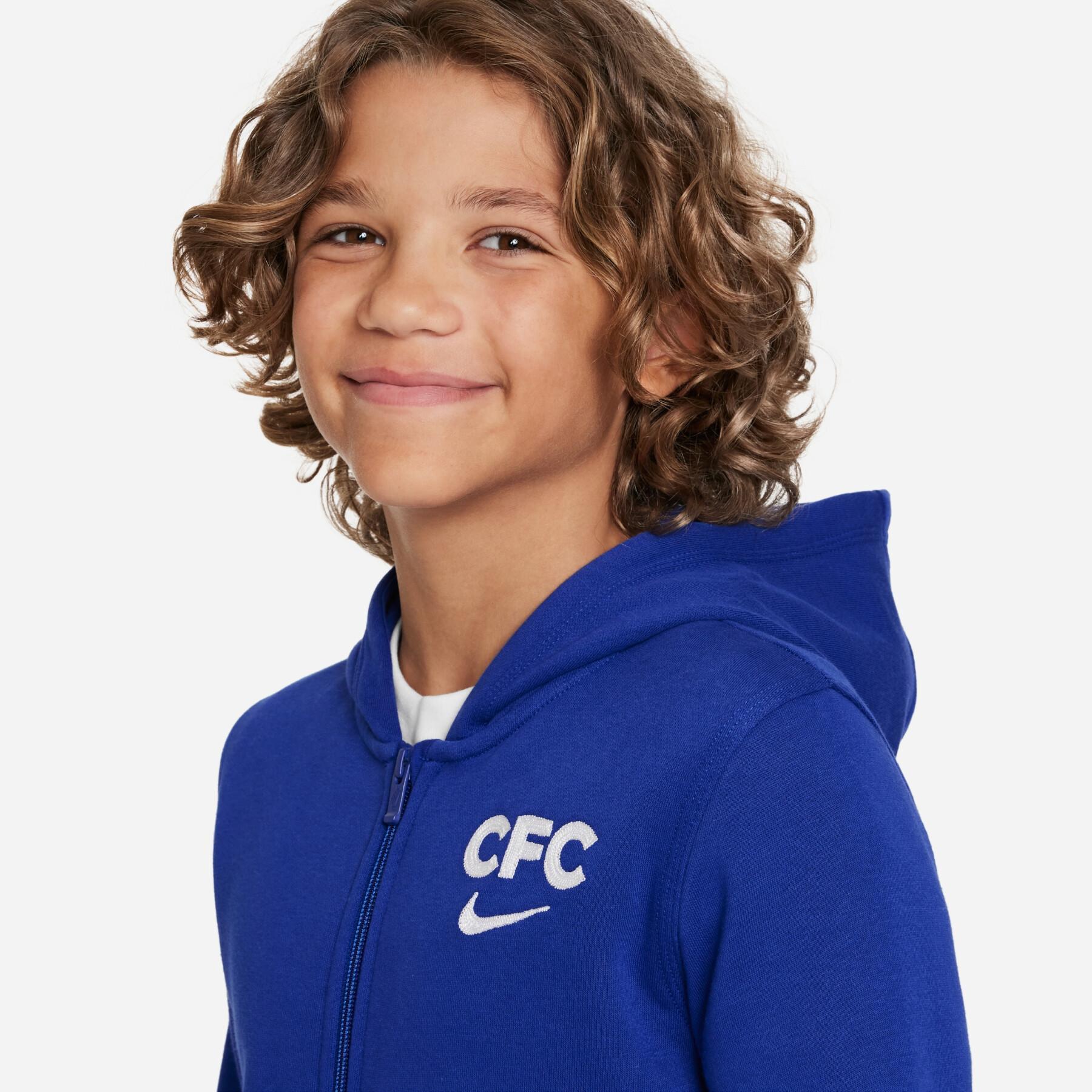 Sweatshirt com capuz e fecho de correr chelsea 2022/23 para criança