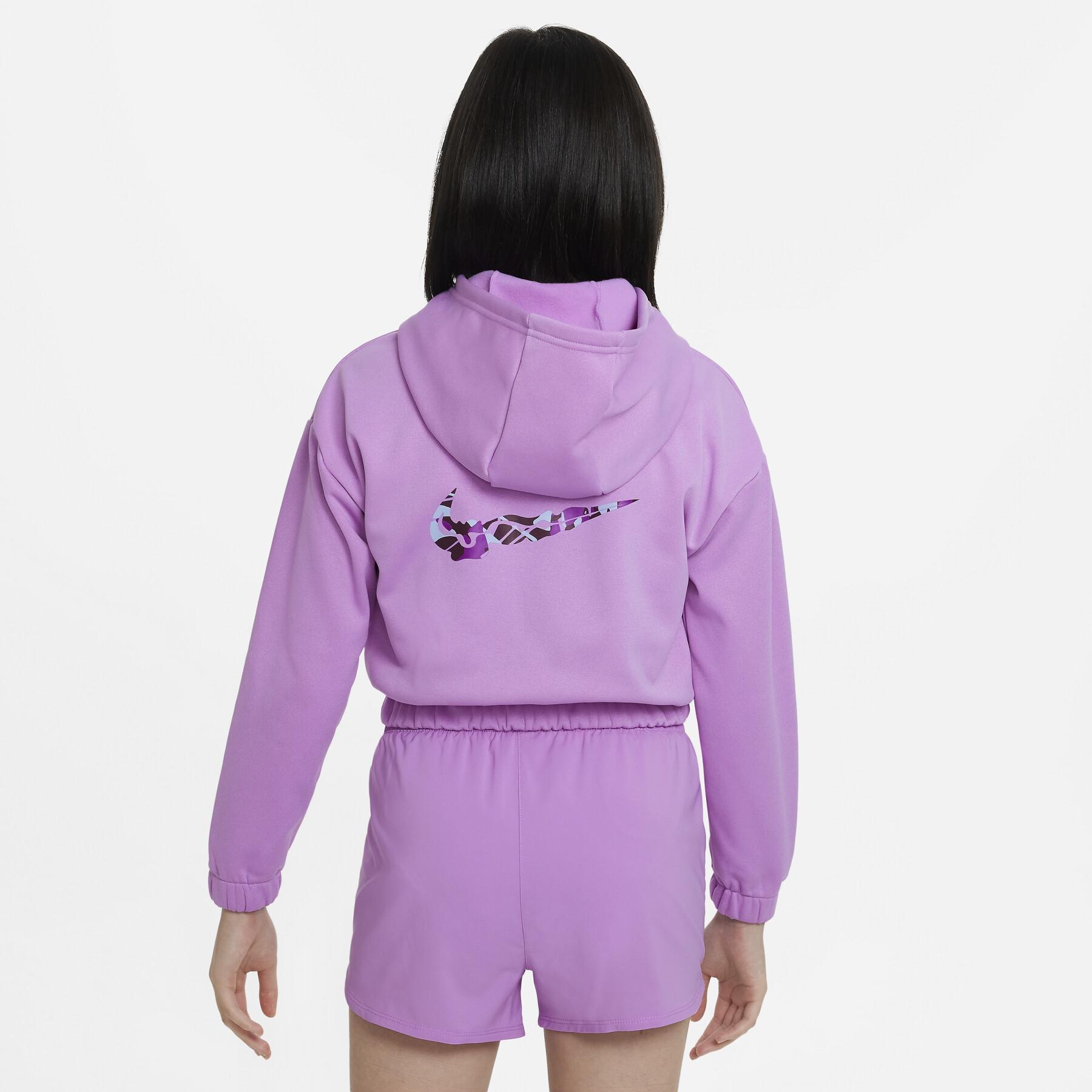 Sweatshirt fecho de correr com capuz de menina Nike Therma-Fit SE+
