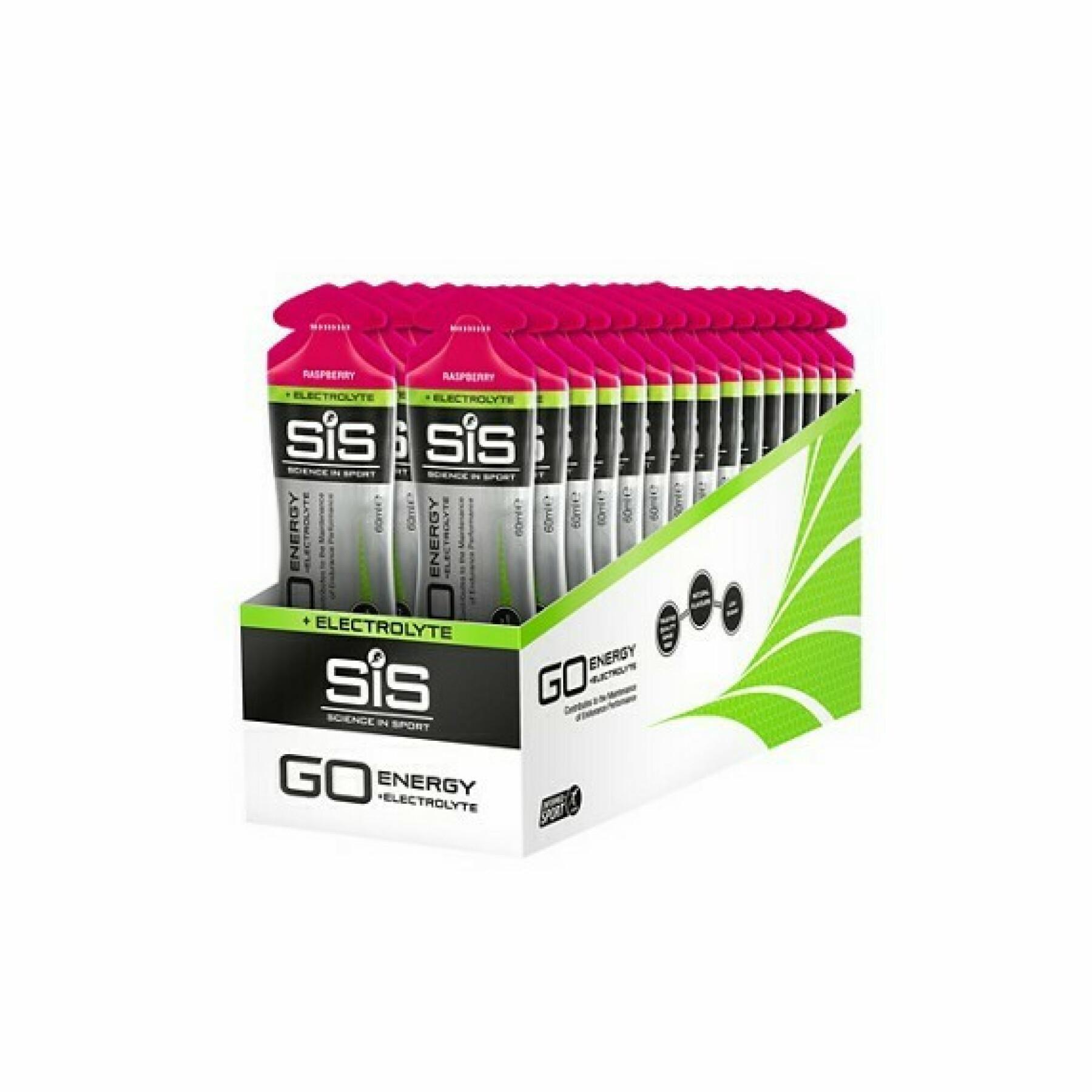 Embalagem de 30 géis energéticos Science in Sport Go + Electrolyte - Rose framboise - 60 ml