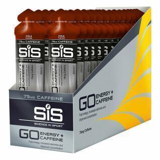 Embalagem de 30 géis energéticos Science in Sport Go + Cafeine Cola & Caffeinne - 60 ml