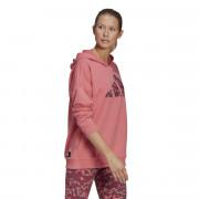 Camisola com capuz feminino adidas Sportswear Leopard-Print Oversize